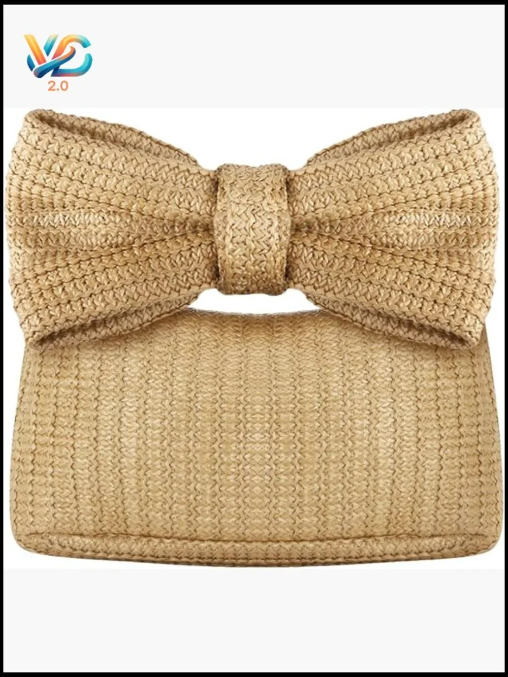 Woven Wicker Clutch Handbag Summer Beach Tote Straw Purse Bow Decoration - Picture 1 of 7